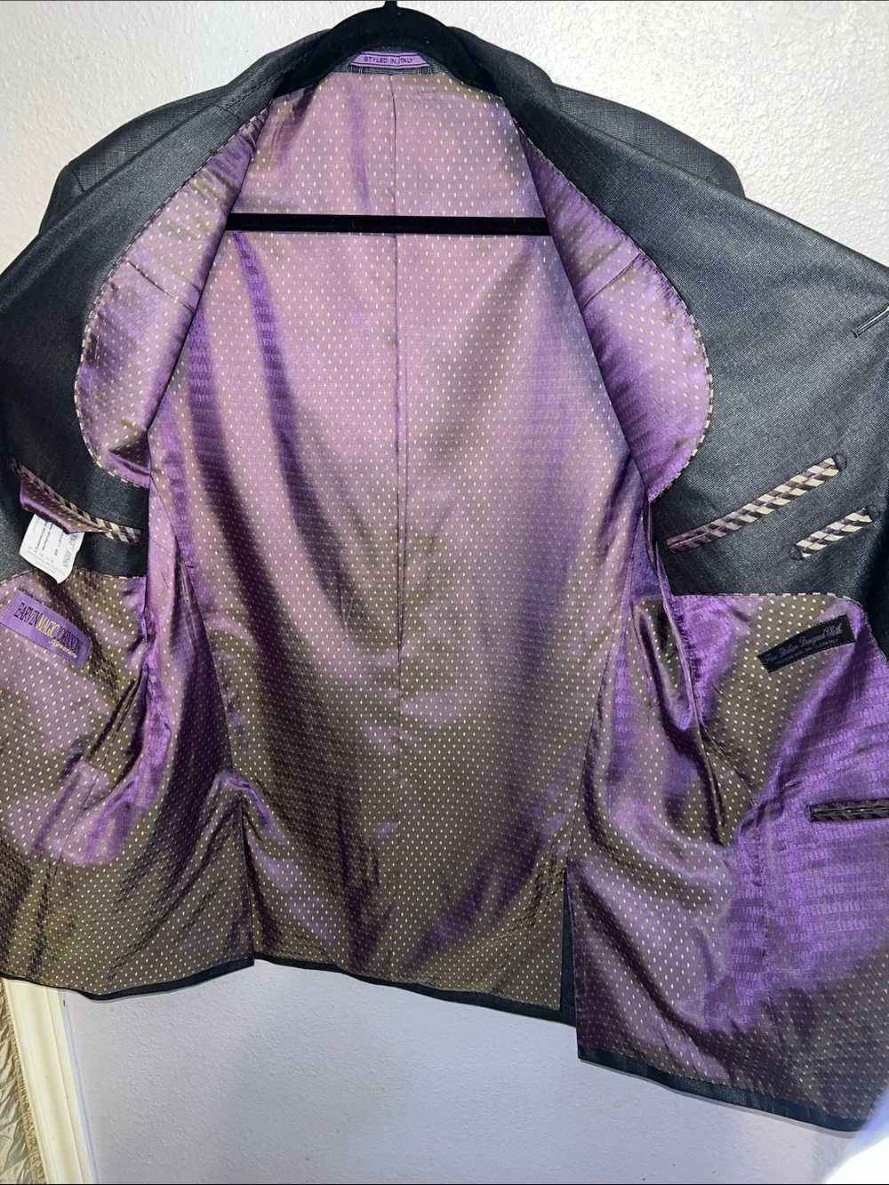 Earvin Magic Johnson Signature Charcoal Blazer & Pocket Square New 42R